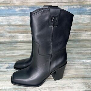 Franco Sarto‎ Valor Boots Size 6 Mid-Calf Black Chunky Block Heel Womens